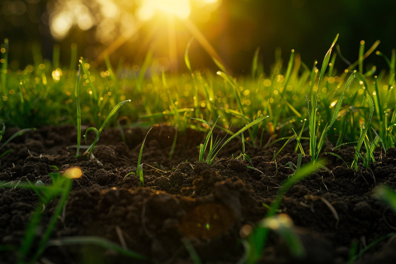 ziemia i rośliny w świetle poranka – metafora uważności, spokoju i życia w rytmie natury