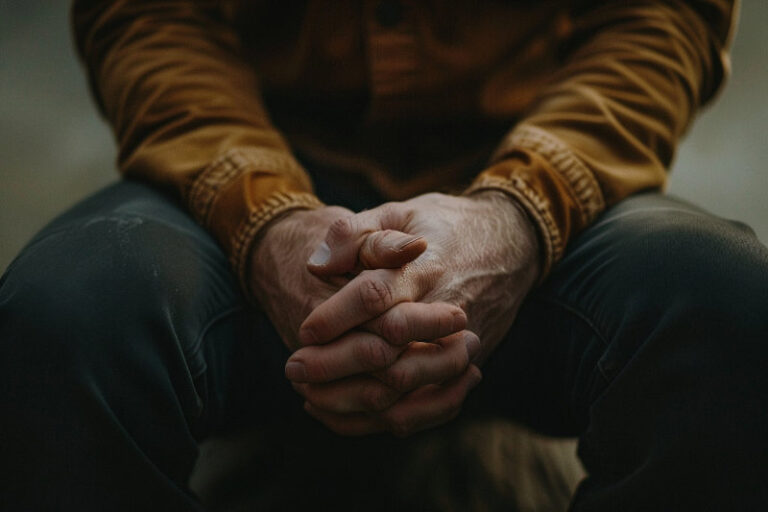 dłonie spoczywające w spokoju – symbol obecności i zaufania podczas Męskiego Kręgu