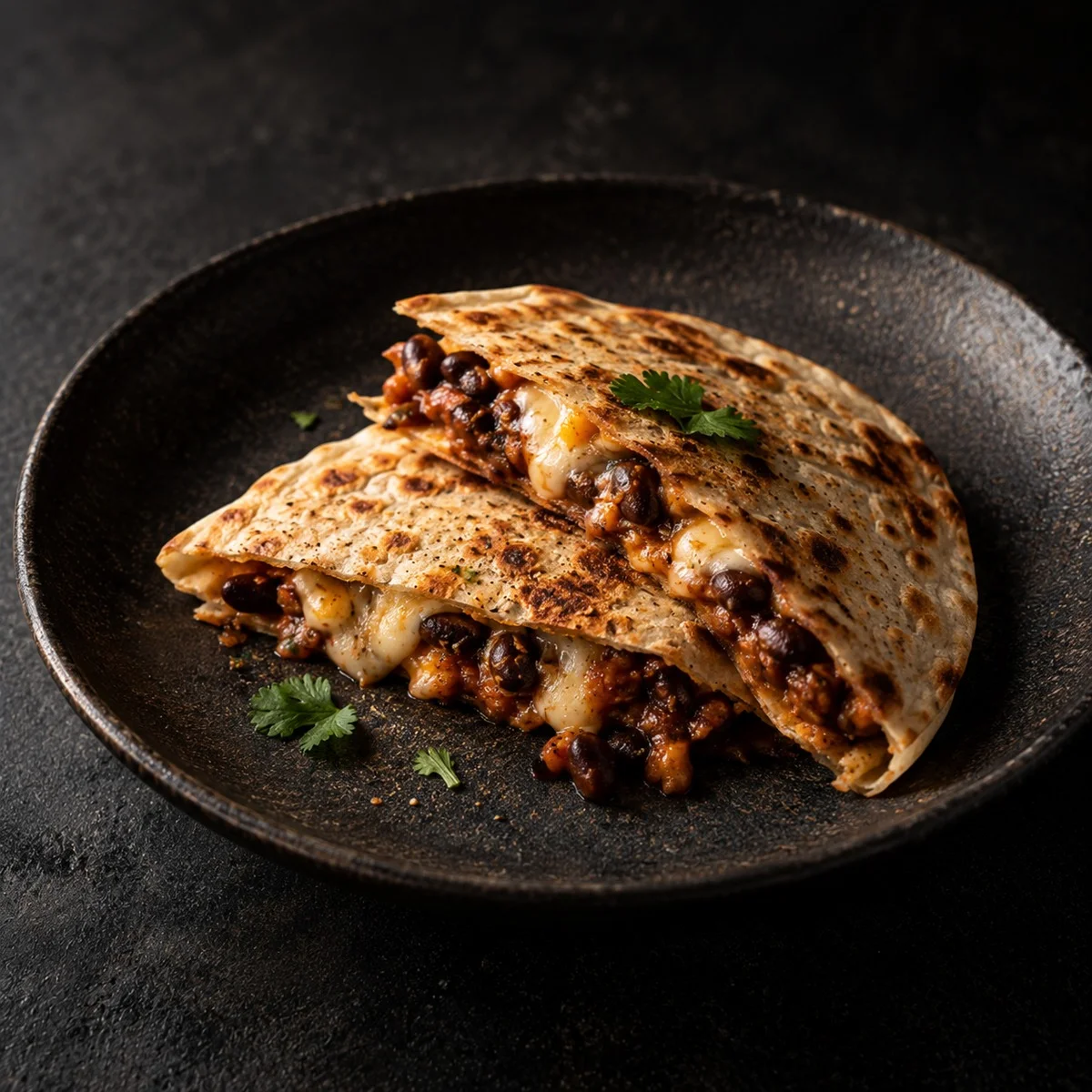 Tortilla z fasolą i roztopionym serem